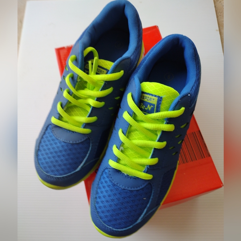 D & N Sport Shoes Kids 6 Blue Green Sporty Sneaker‎ Comfy School Travel Vacation